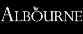 Albourne logo white on black